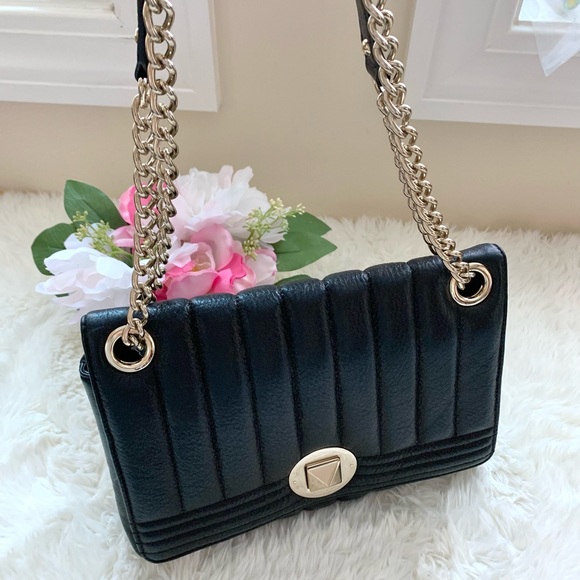 Kate Spade Evangeline Black Quilted Leather Bag Gold Chain - Picture 16 of 16